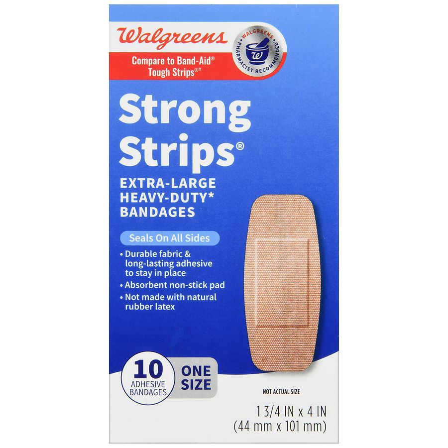 slide 5 of 5, Walgreens Strong Strips Extra Large Heavy-Duty Bandages, 10 ct