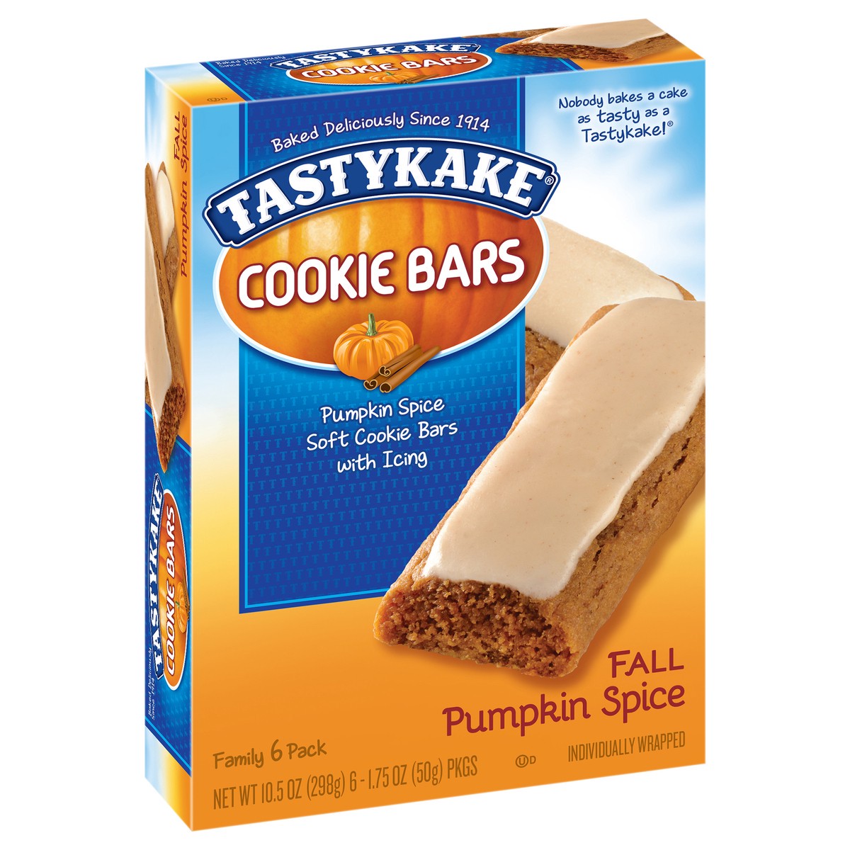 slide 9 of 9, Tastykake Fall Pumpkin Spice Cookie Bars 6 - 1.75 oz ea, 6 ct