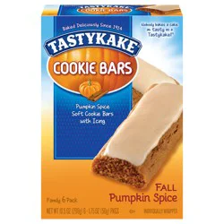 Tastykake Fall Pumpkin Spice Cookie Bars 6 - 1.75 oz ea