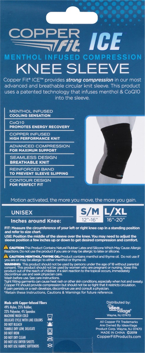 slide 6 of 10, Copper Fit Ice Unisex S/M Knee Sleeve 1 ea, 1 ct
