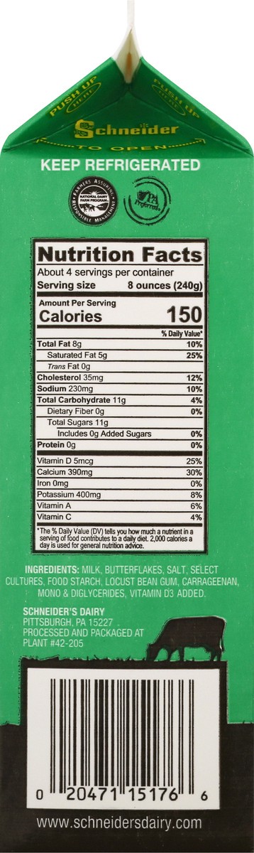 slide 11 of 13, Schneiders Whole Buttermilk 1 qt, 1 qt