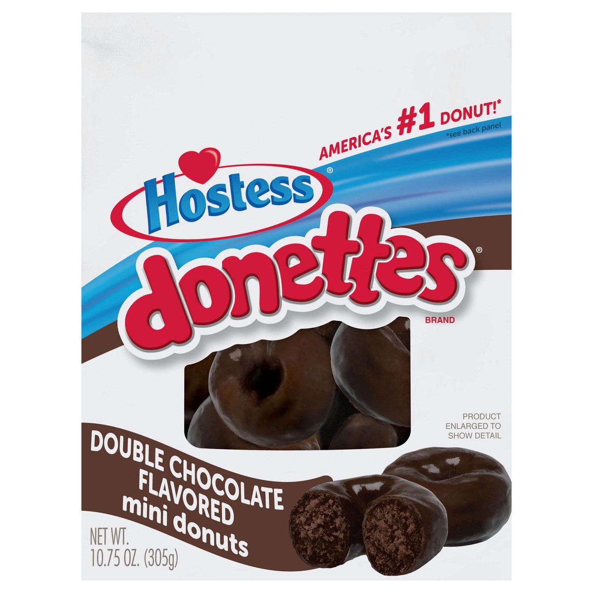 slide 1 of 9, HOSTESS Double Chocolate Frosted DONETTES Bag, Mini Breakfast Donuts - 10.75 oz, 10.75 oz