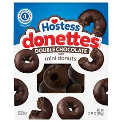 Hostess Donettes, Double Chocolate Naturally Flavored Mini Donuts, 10.75 oz Bag