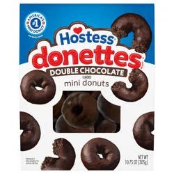 Hostess Donettes, Double Chocolate Naturally Flavored Mini Donuts, 10.75 oz Bag