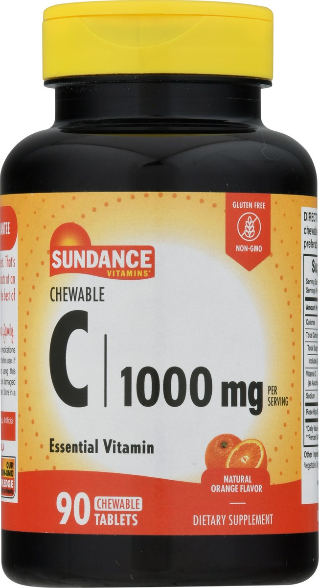 slide 8 of 9, Sundance Vitamins 1000 mg Natural Orange Flavor Chewable Vitamin C 90 Tablets, 90 ct