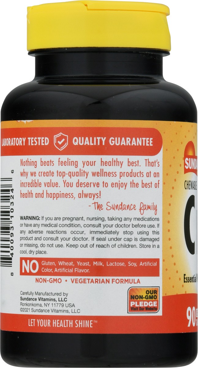 slide 5 of 9, Sundance Vitamins 1000 mg Natural Orange Flavor Chewable Vitamin C 90 Tablets, 90 ct