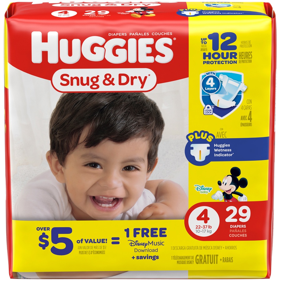 slide 1 of 6, Huggies Snug & Dry Diapers Size 4, 29 ct