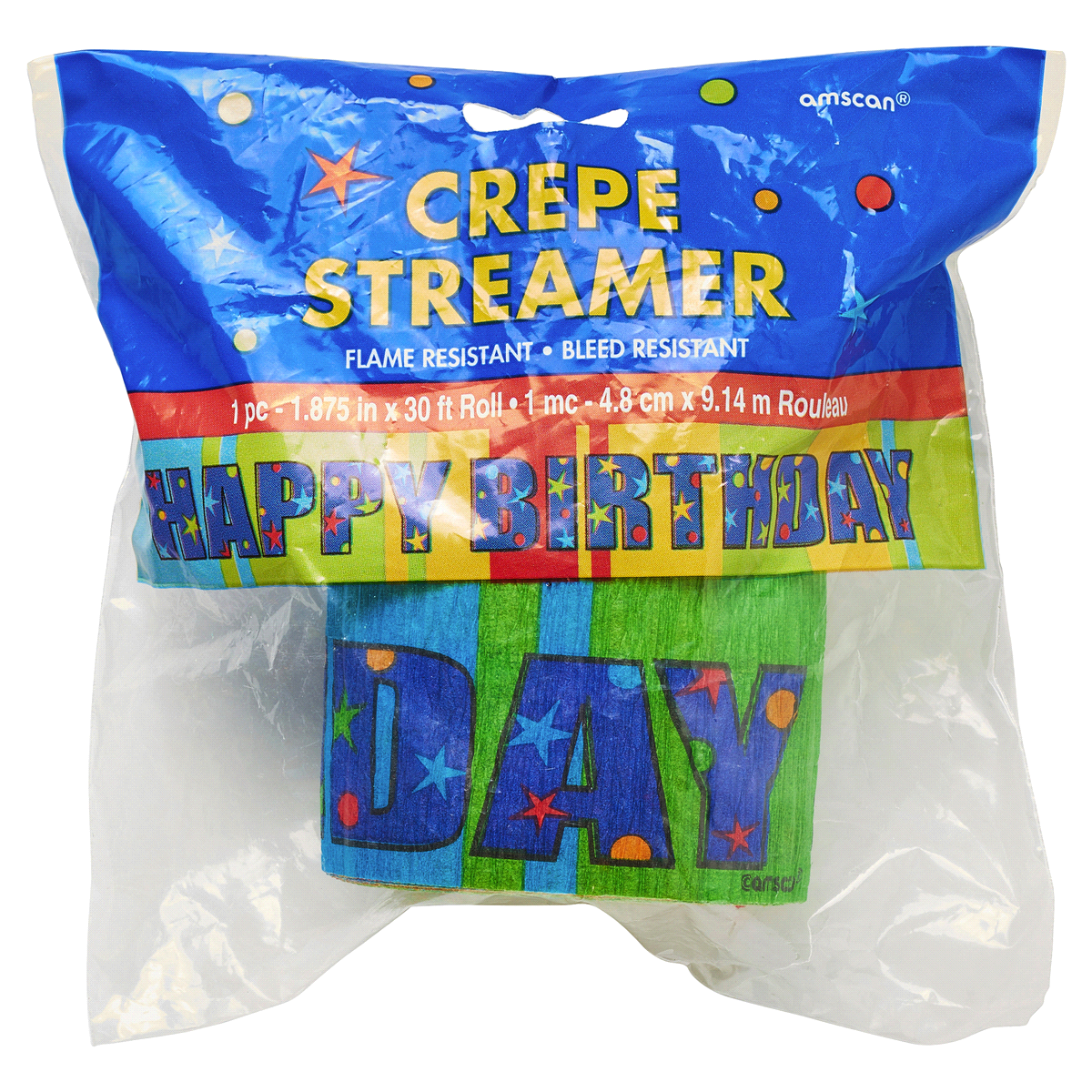 slide 2 of 2, AMERICAN GREETINGS Happy Birthday Party Streamers, 30 ft., 30 ft