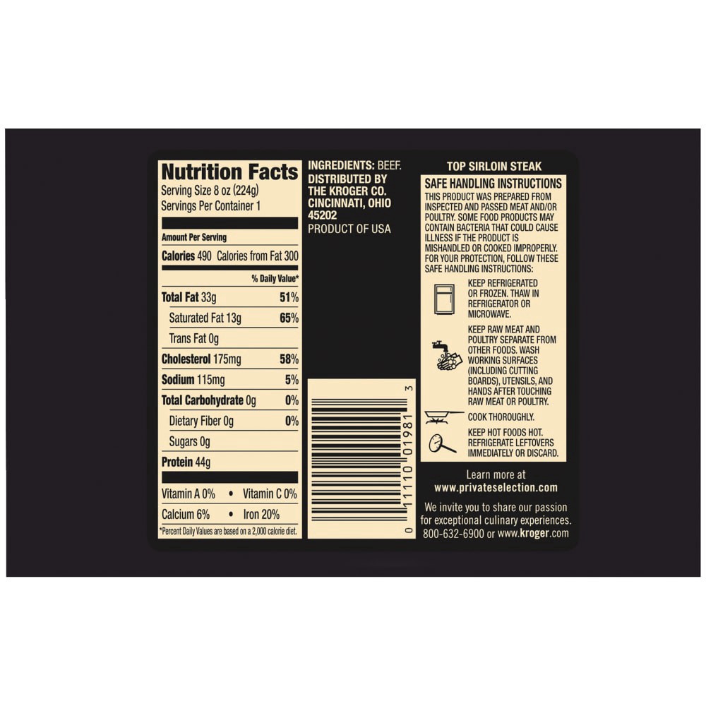 slide 2 of 2, Private Selection Culinary Cuts Prime Beef Top Sirloin Steak, 8 oz