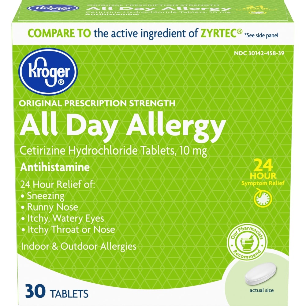 slide 1 of 1, Kroger Original Prescription Strength All Day Allergy Tablets, 30 ct