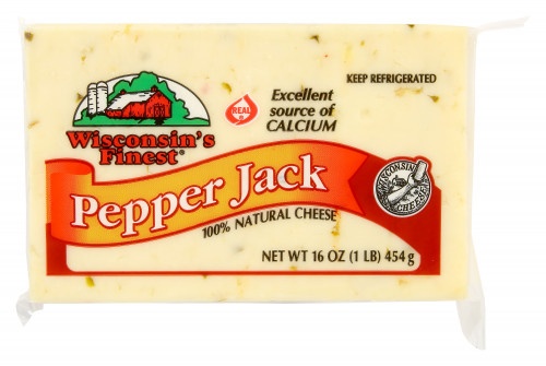 slide 1 of 1, Wisconsin's Finest Pepper Jack Cheese Chunk, 1 lb