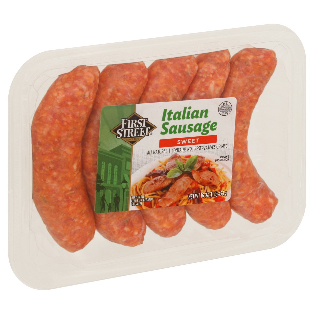 slide 5 of 13, First Street Sweet Italian Sausage, 16 oz