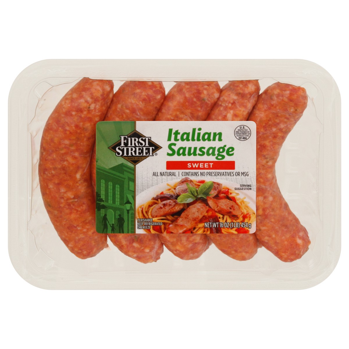slide 2 of 13, First Street Sweet Italian Sausage, 16 oz