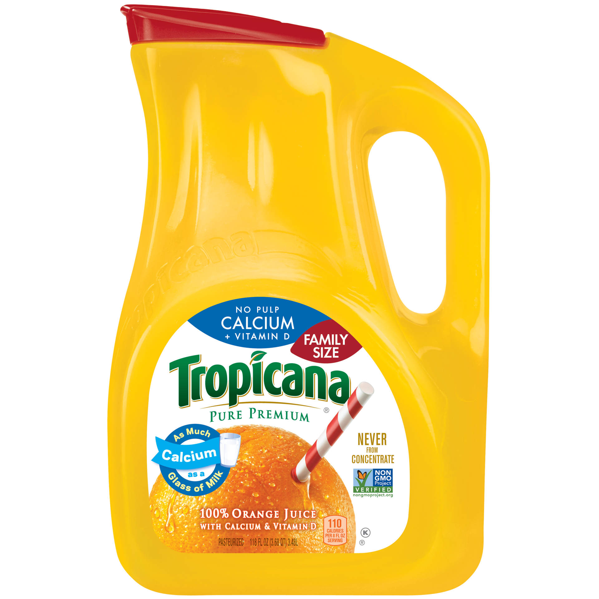 slide 1 of 6, Tropicana Pure Premium No Pulp Calcium + Vitamin D Orange Juice 118 Fluid Ounce Plastic Bottle, 118 fl oz