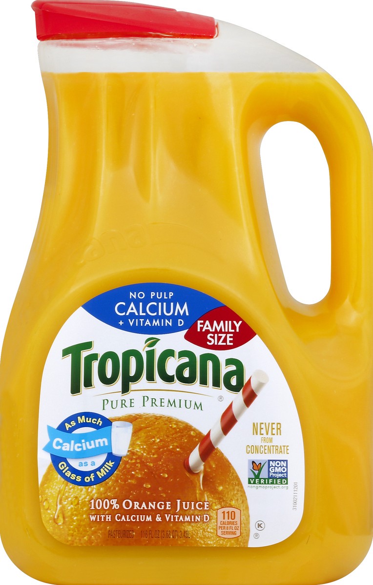 slide 4 of 6, Tropicana Pure Premium No Pulp Calcium + Vitamin D Orange Juice 118 Fluid Ounce Plastic Bottle, 118 fl oz