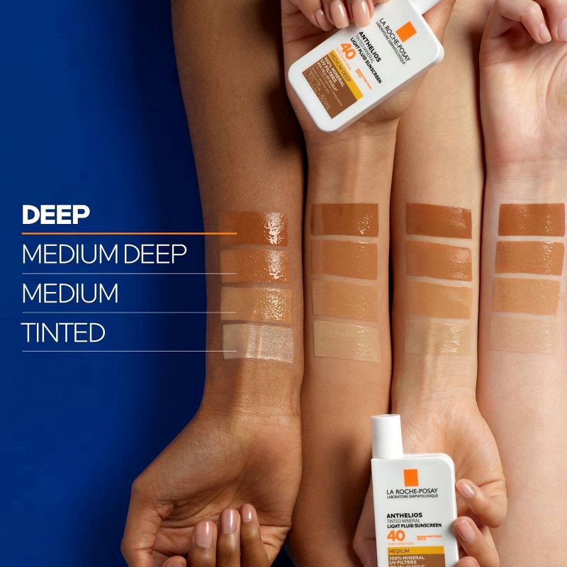 slide 7 of 8, La Roche-Posay Anthelios 40 Tinted Mineral Light-Fluid Sunscreen - 1.7 fl oz - Deep, 1.7 fl oz