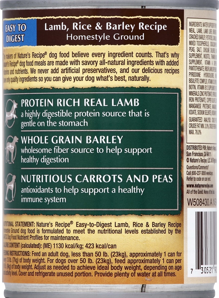 slide 4 of 6, Nature's Recipe Nature''s Recipe Ground Lamb, Rice & Barley Recipe Wet Dog Food, 13.2 oz. Can, 13.2 oz