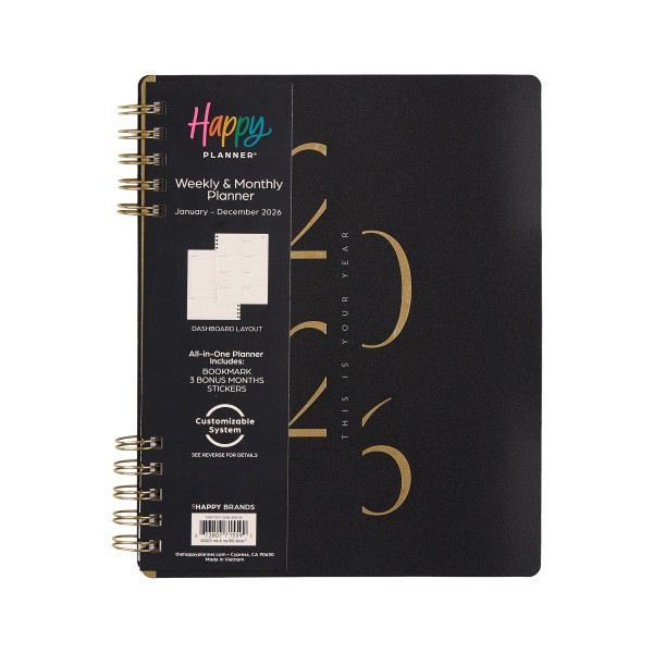 slide 7 of 10, 2026 Happy Planner Monthly/Weekly Classic Customizable Twin Loop Planner, 7"" x 9-1/4"", Believe You Can, January To December, PZ0017C011, 1 ct