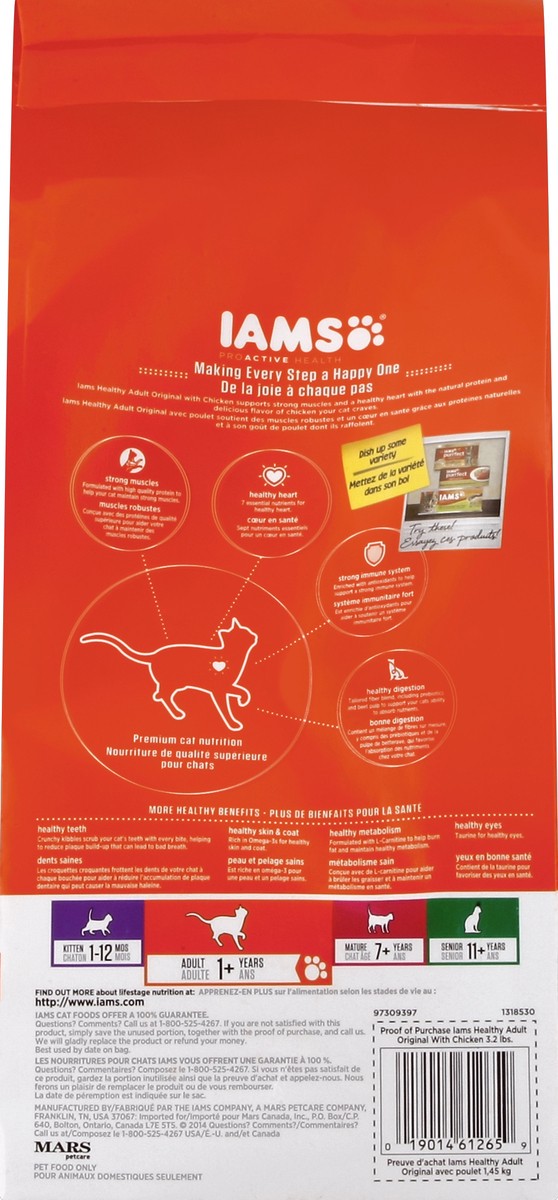 slide 6 of 6, IAMS ProActive Health Original with Chicken Premium Dry Cat Food, 3.2 lb