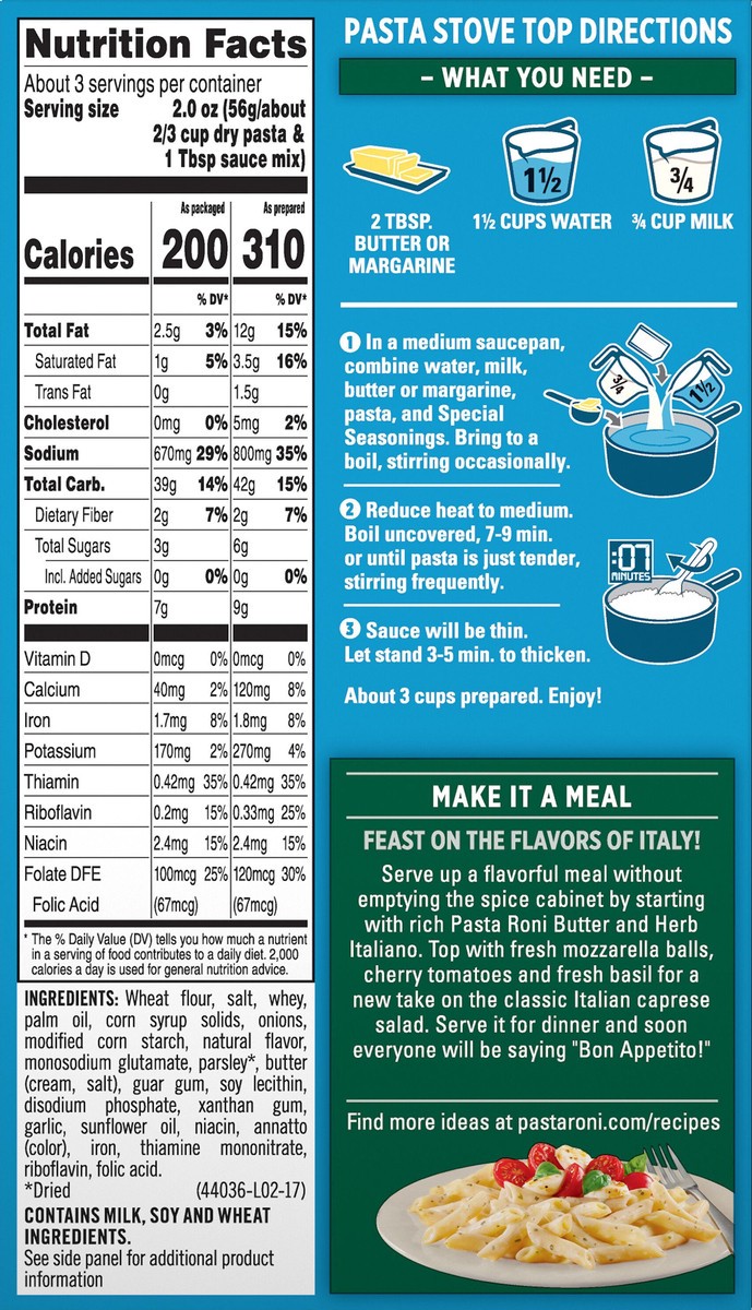 slide 3 of 9, Pasta Roni Rigatoni, Butter & Herb Italiano, 5.5 oz