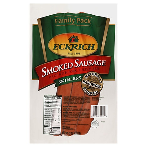 slide 1 of 1, Eckrich Skinless Smoked Sausage, 42 oz