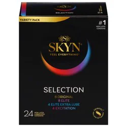 SKYN Selection Lubricated Non-Latex Condoms Variety Pack 24 ea