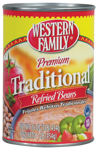 slide 1 of 1, Western Family Refried Beans, 16 oz