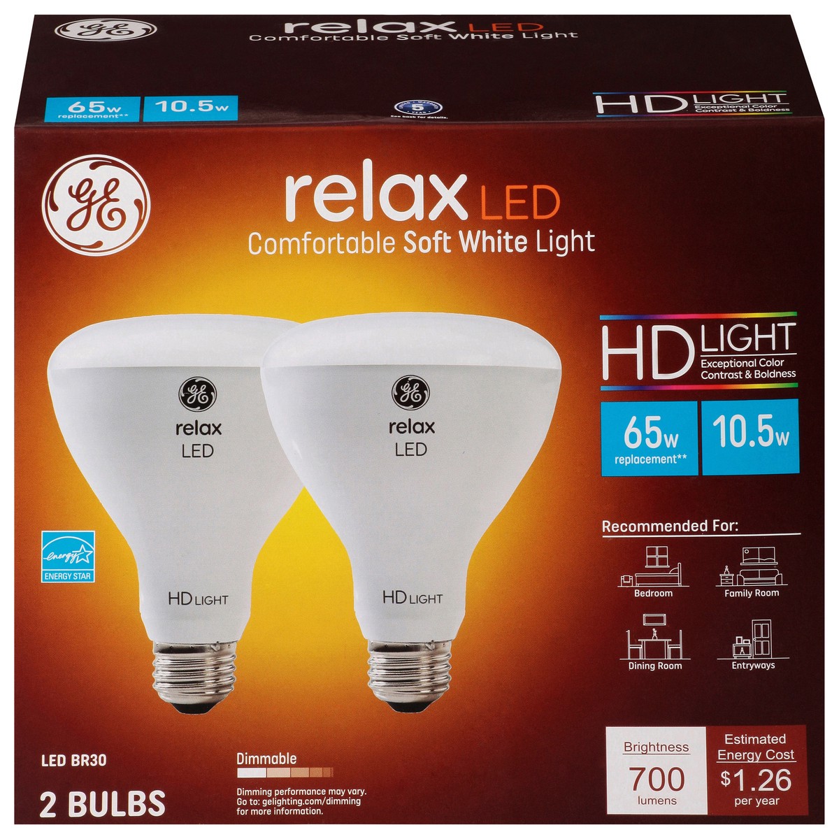 slide 1 of 11, GE Relax 2 Pack 10.5 Watts Soft White LED Light Bulbs 2 ea, 2 ct