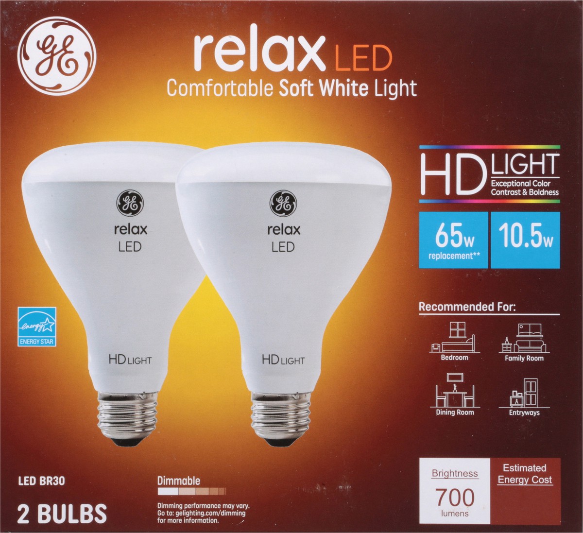 slide 11 of 11, GE Relax 2 Pack 10.5 Watts Soft White LED Light Bulbs 2 ea, 2 ct