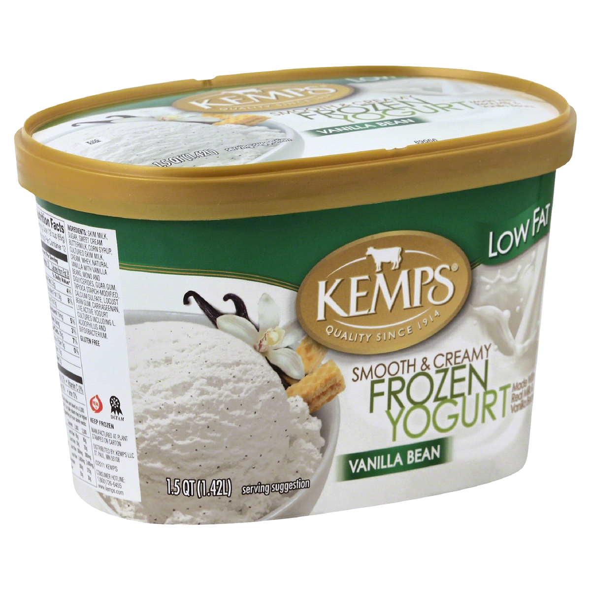 slide 1 of 1, Kemps Vanilla Bean Frozen Yogurt Low Fat, 48 fl oz