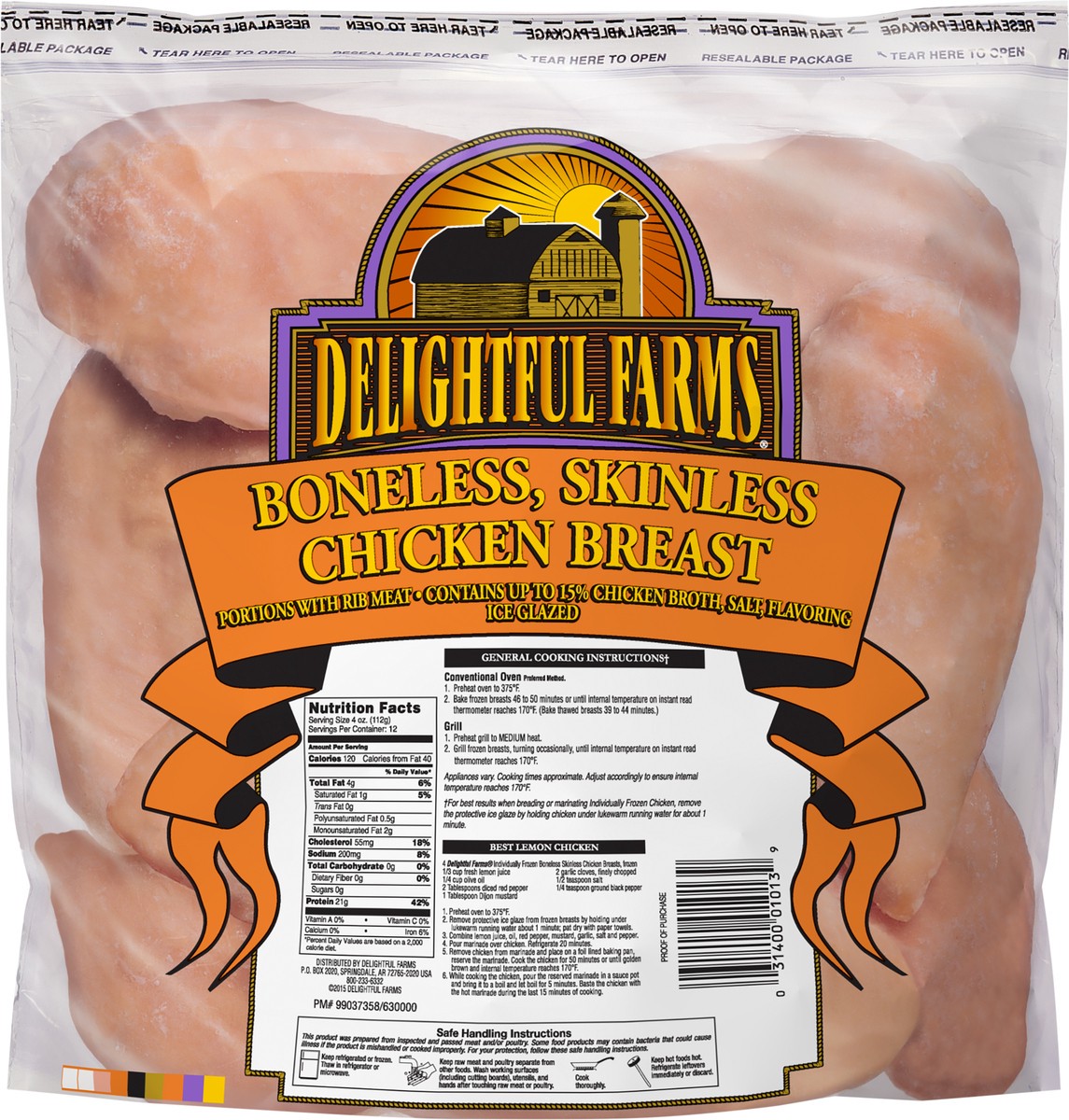 slide 4 of 10, Delightful Farms Uncooked Boneless Skinless Chicken Breasts, 3 lb. (Frozen), 1.36 kg