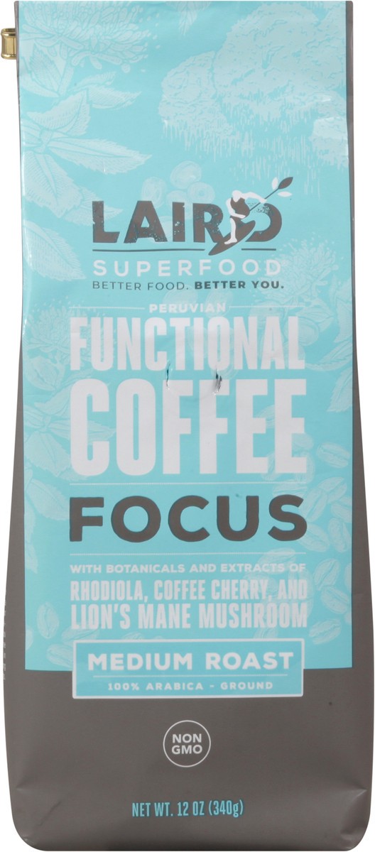 slide 13 of 14, Laird Superfood Medium Roast Ground Focus Functional Coffee 12 oz, 12 oz