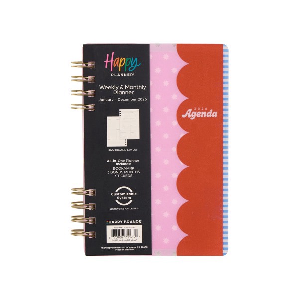 slide 10 of 10, 2026 Happy Planner Monthly/Weekly Mini Customizable Twin Loop Planner, 4-5/8"" x 7"", Color Beat, January To December, PZ0019M003, 1 ct