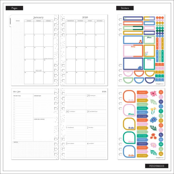 slide 9 of 10, 2026 Happy Planner Monthly/Weekly Mini Customizable Twin Loop Planner, 4-5/8"" x 7"", Color Beat, January To December, PZ0019M003, 1 ct