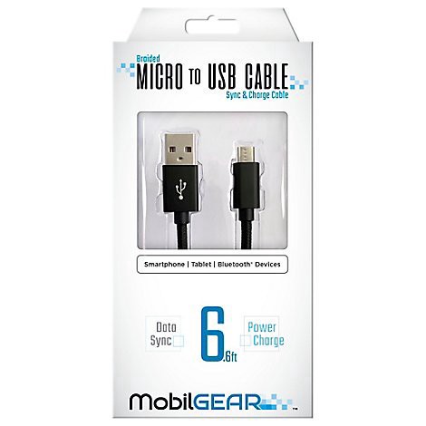 slide 1 of 1, Micro To Usb A Braided - Black, 1 ct
