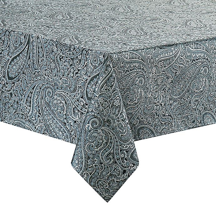 slide 1 of 1, Waterford Linens Esmerelda Oblong Tablecloth - Indigo, 70 in x 126 in