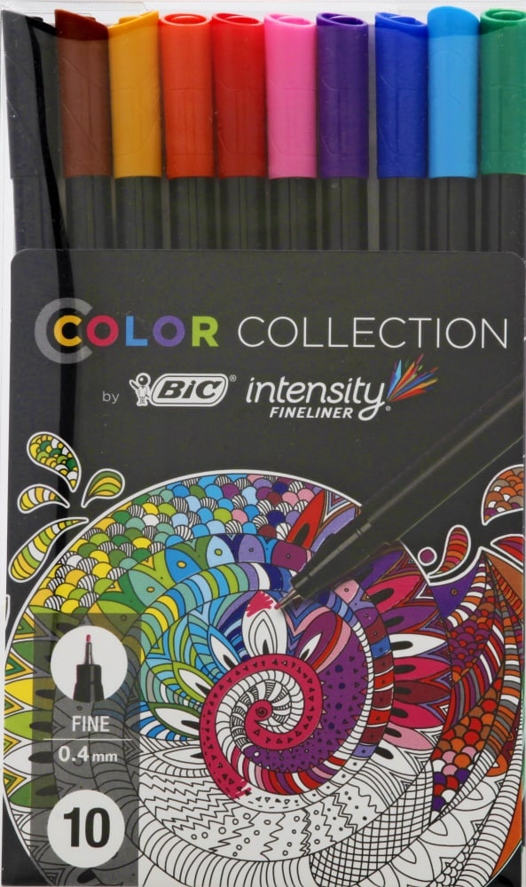 slide 1 of 1, BIC Color Collection By Intensity Fineliner Fine Point Marker Pens, 10 ct