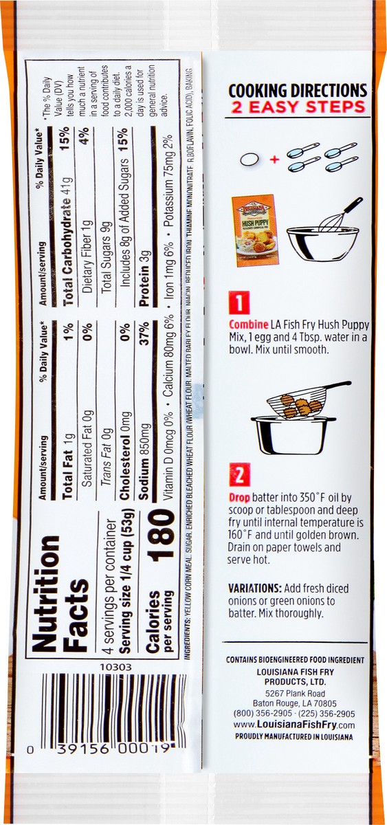 slide 2 of 9, Louisiana Fish Fry Products Homestyle Seasoned Hush Puppy Cornmeal Mix 7.5 oz, 7.5 oz