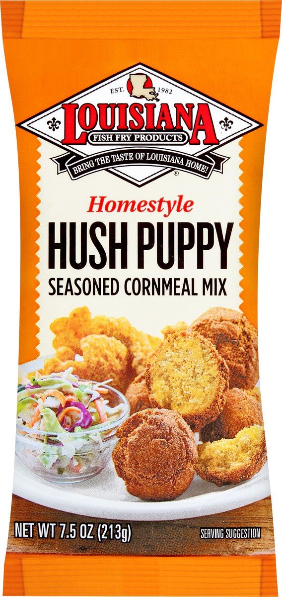 slide 7 of 9, Louisiana Fish Fry Products Homestyle Seasoned Hush Puppy Cornmeal Mix 7.5 oz, 7.5 oz