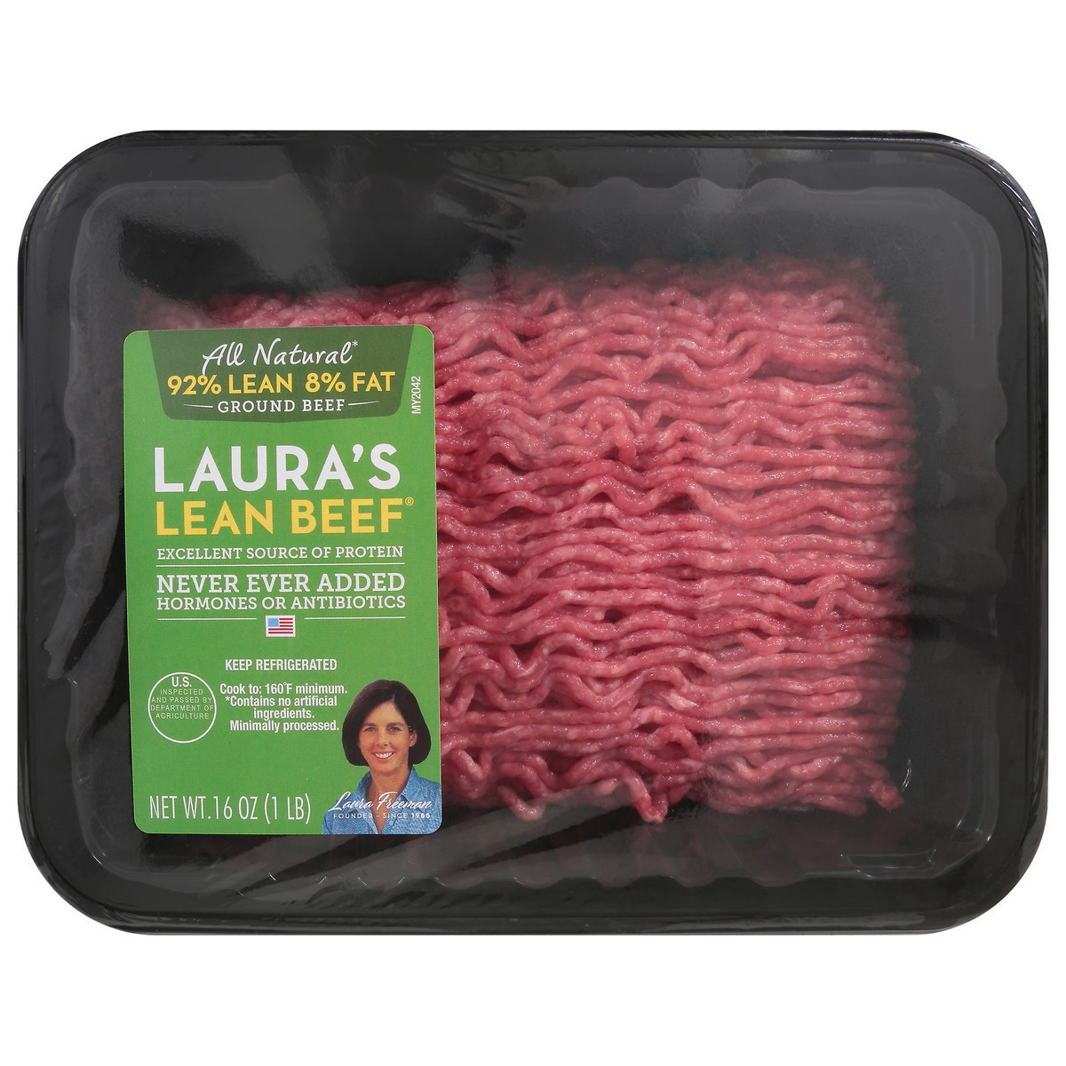 slide 3 of 13, Lauras Lean Beef 8% Fat Ground Beef 16 oz, 16 oz