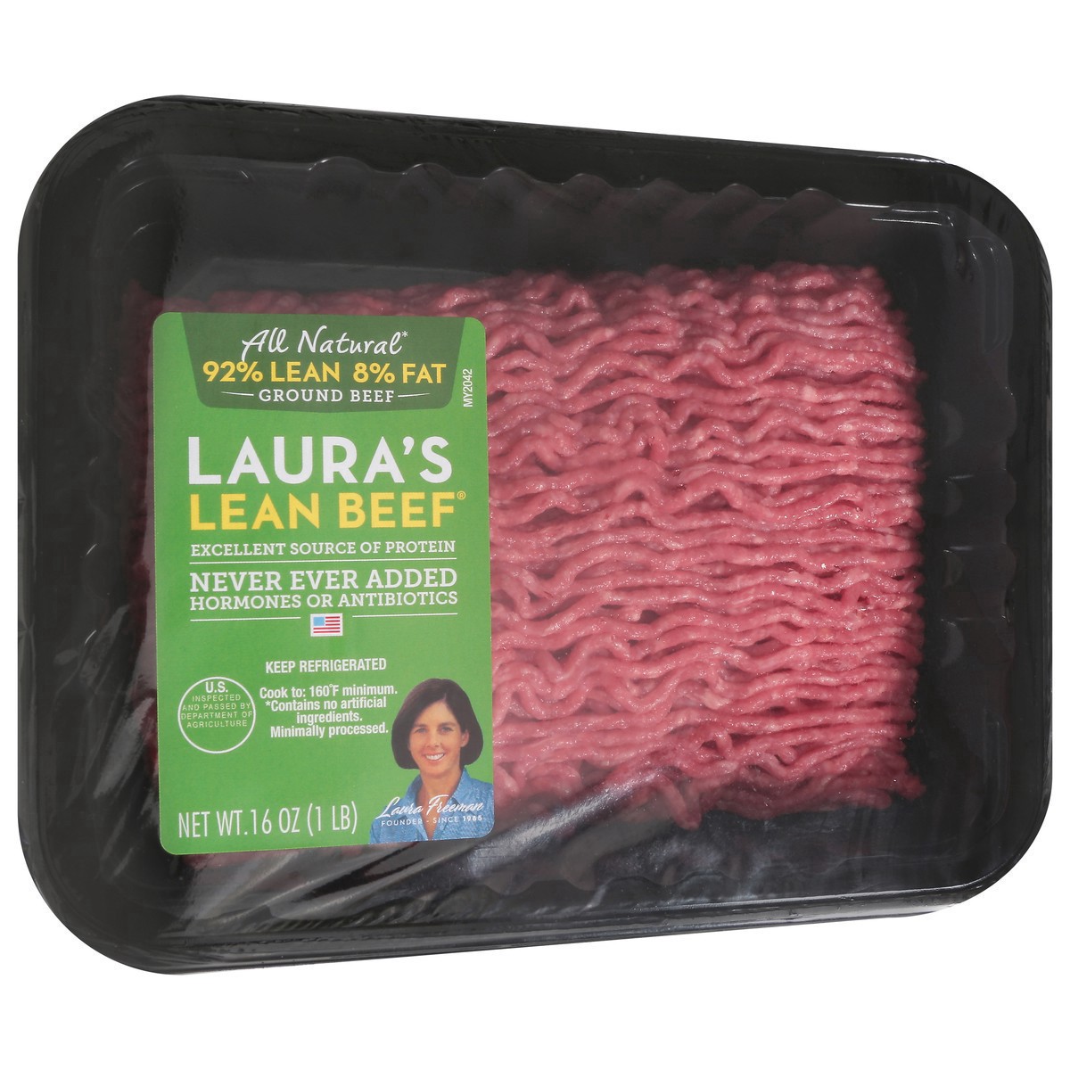 slide 4 of 13, Lauras Lean Beef 8% Fat Ground Beef 16 oz, 16 oz