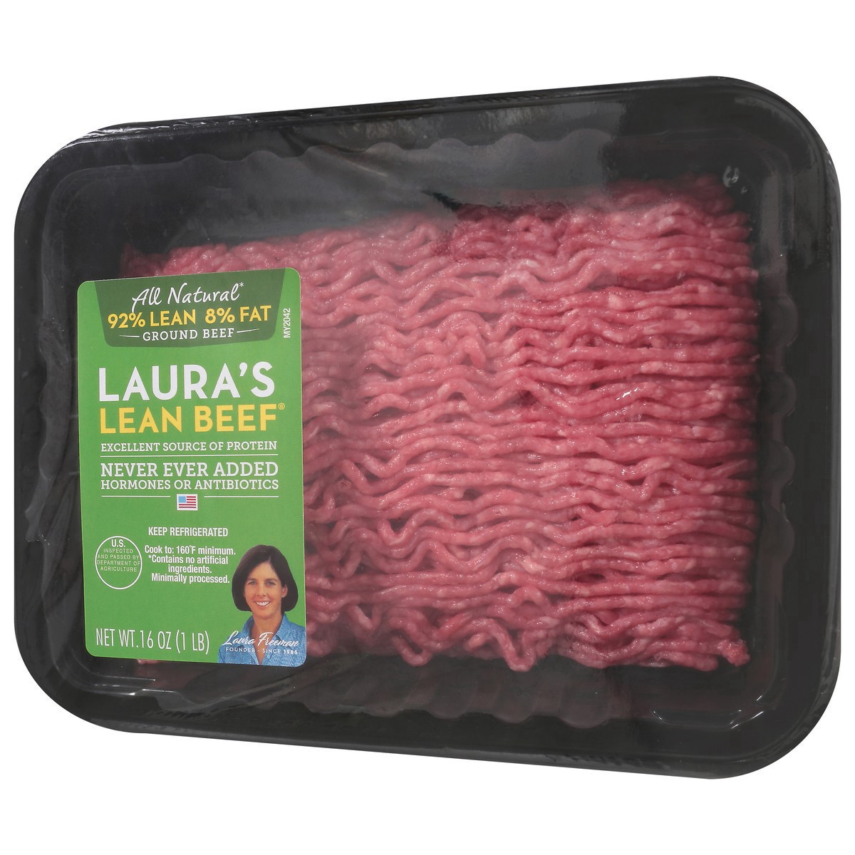 slide 12 of 13, Lauras Lean Beef 8% Fat Ground Beef 16 oz, 16 oz