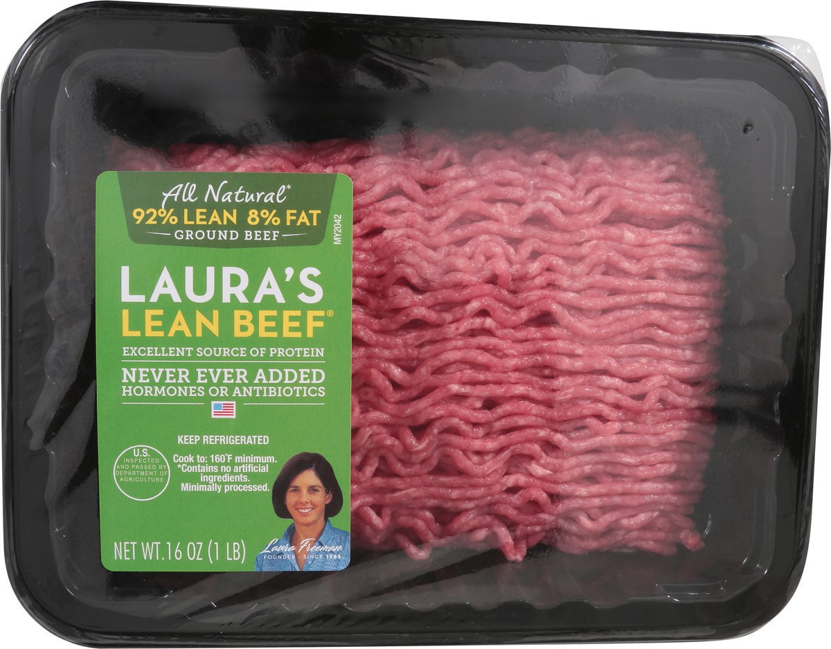 slide 4 of 13, Lauras Lean Beef 8% Fat Ground Beef 16 oz, 16 oz