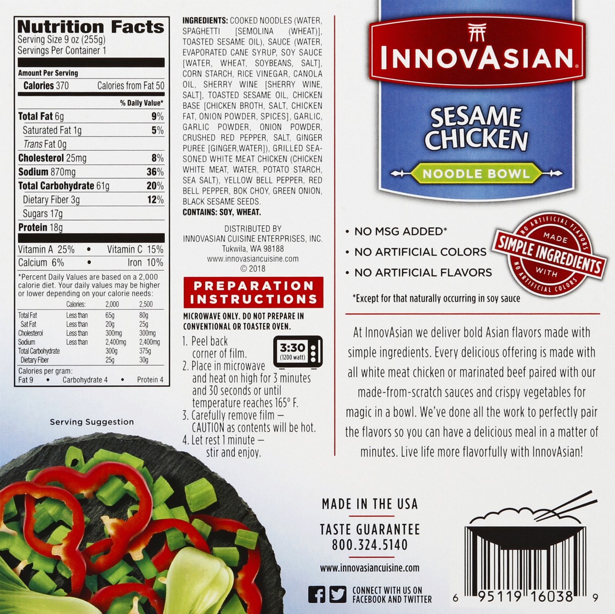 slide 2 of 6, InnovAsian Cuisine Sesame Chicken Noodle Bowl, 9 oz