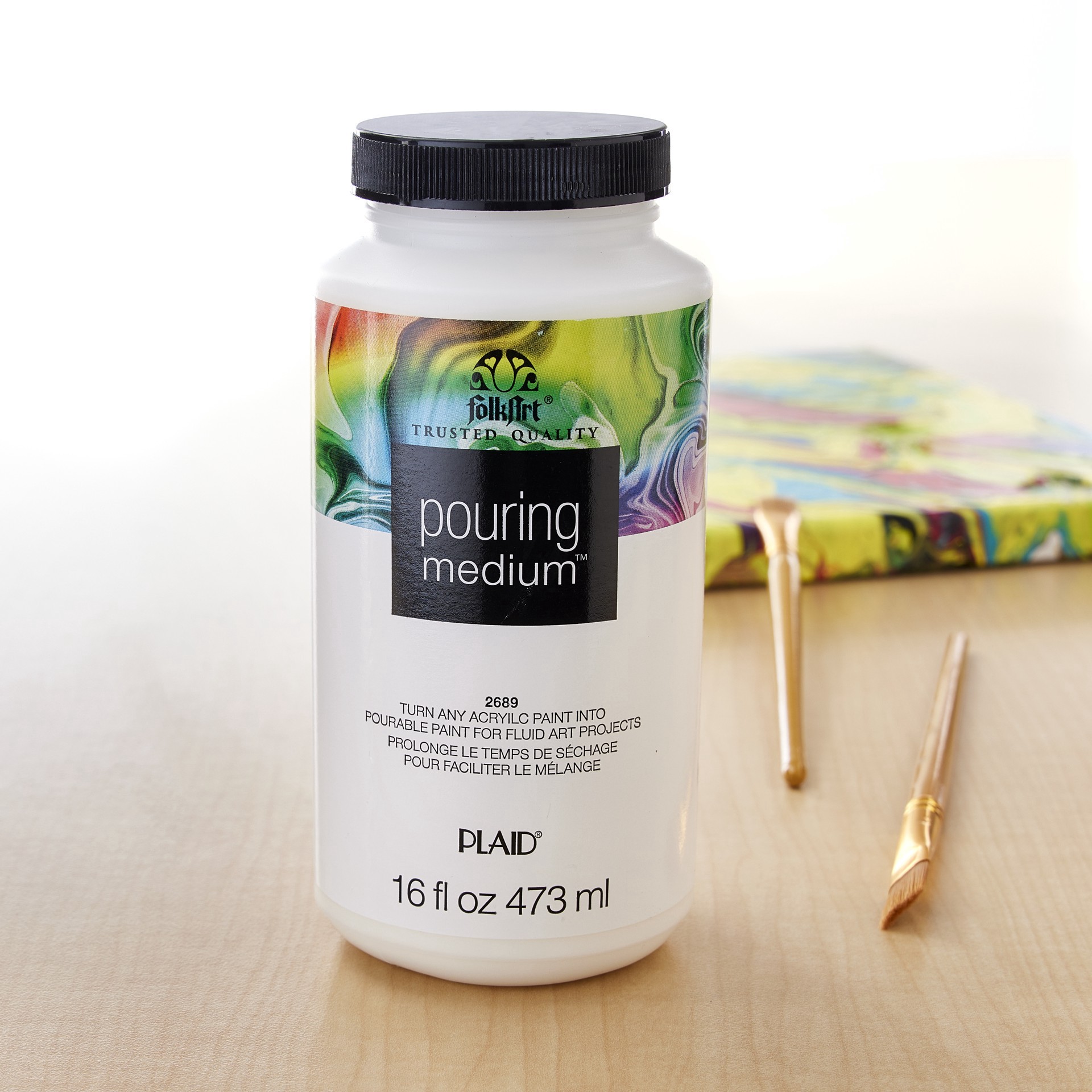slide 2 of 4, Folkart Pouring Medium, 16 fl oz