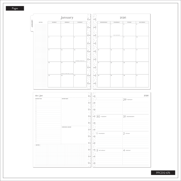 slide 9 of 10, 2026 Happy Planner Monthly/Weekly Classic Disc Bound Planner, 7"" x 9-1/4"", Floral Color Beat, January To December, PPCD12-676, 1 ct