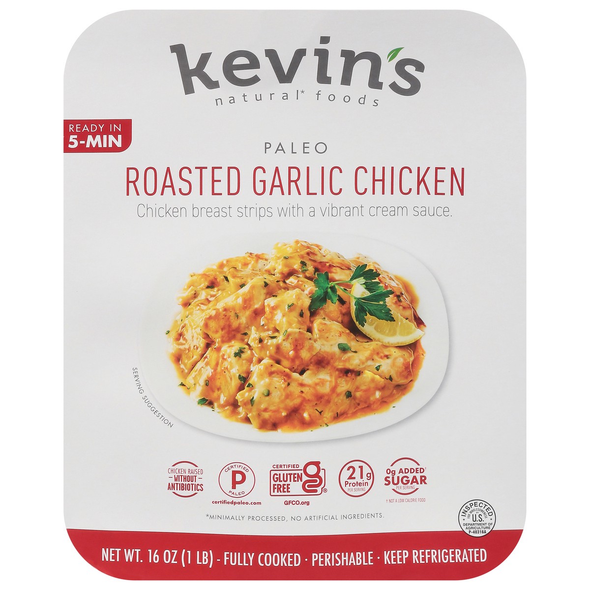 slide 1 of 9, Kevin's Natural Foods Paleo Roasted Garlic Chicken 16 oz, 16 oz