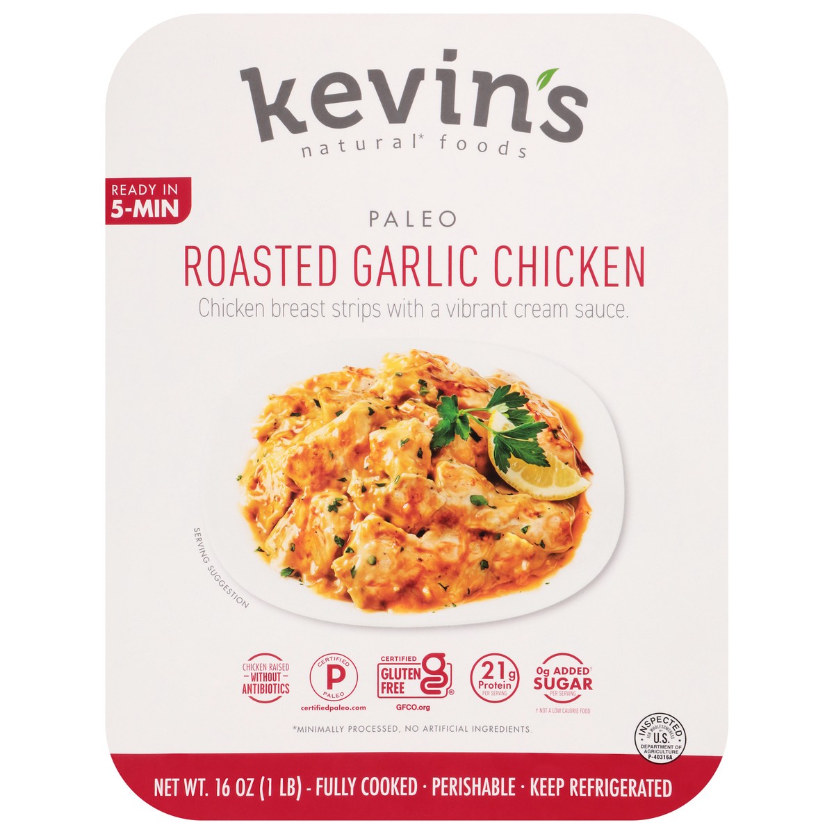slide 1 of 9, Kevin's Natural Foods Paleo Roasted Garlic Chicken 16 oz, 16 oz