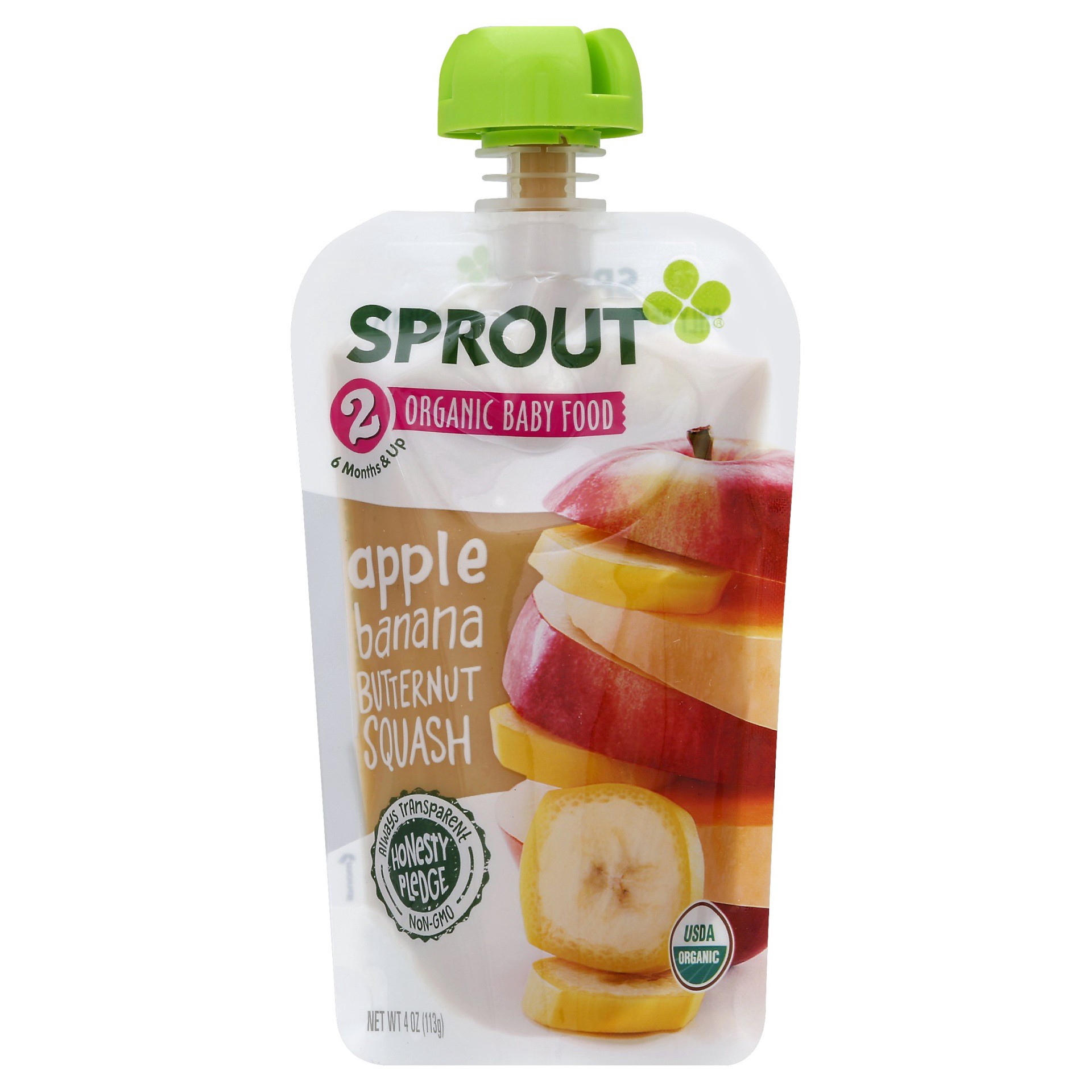 slide 1 of 2, Sprout Stage 2 Organic Apple Banana and Butternut Squash Baby Food, 4 oz