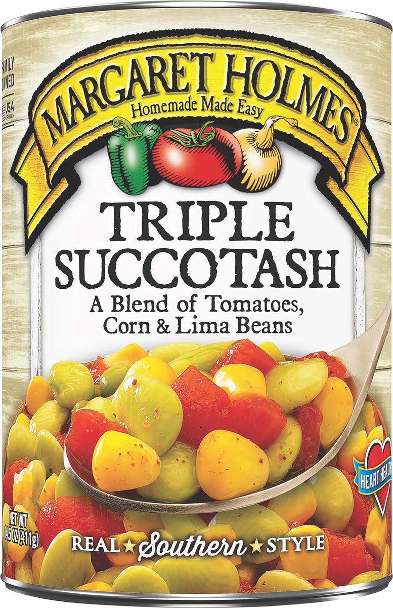 slide 4 of 8, Margaret Holmes Triple Succotash With A Blend Of Tomatoes, Corn And Butter Beans, 14.5 oz